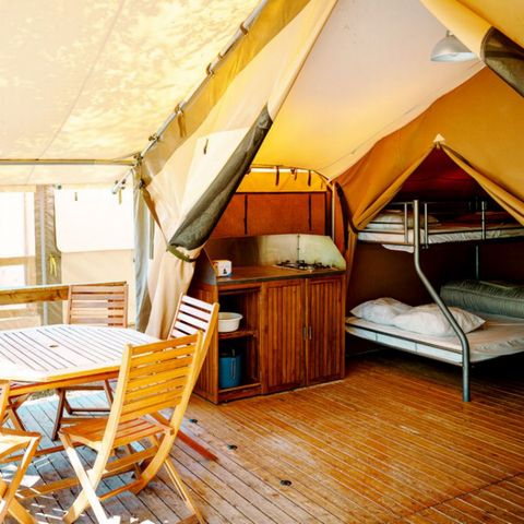 Tente en toile et en bois 5 personnes - Tente Lodge Victoria - 2 chambres