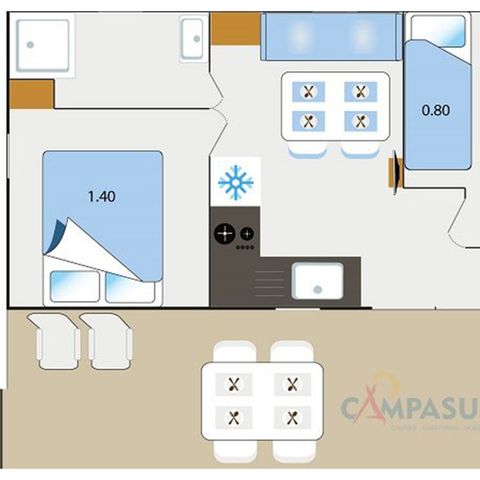 BUNGALOW 4 personnes - Mobil home Bandol - 21m² - 2 Chambres