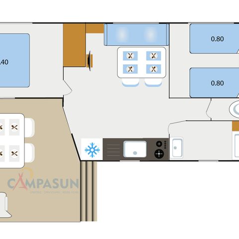 BUNGALOW 4 personnes - Mobil home Caraïbe - 24m² - 2 Chambres
