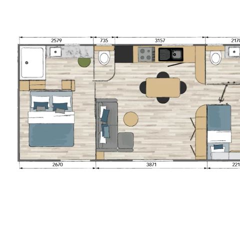 BUNGALOW 4 personnes - Sunêlia Luxe TAOS F4 4 pers. 2 ch. 2 sdb.