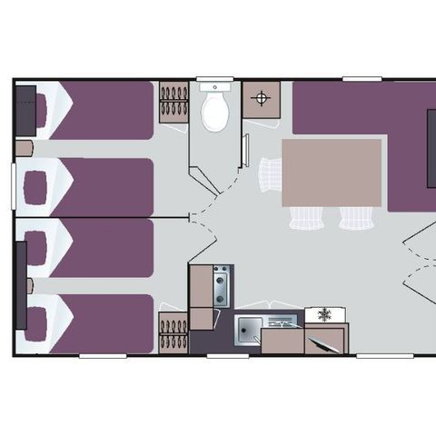 Mobilhome 6 personnes - Loisir 6 personnes 3 chambres 30m²