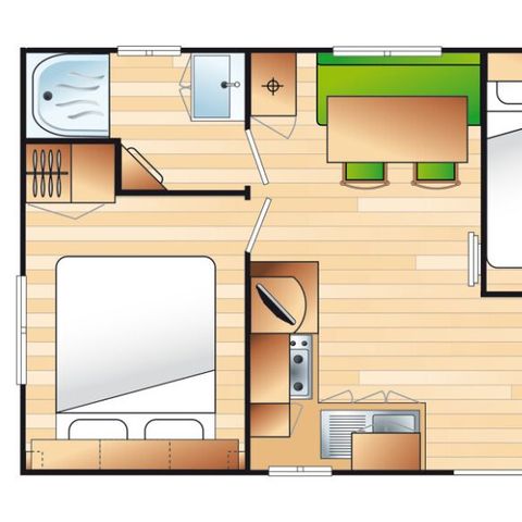 Mobilhome 4 personnes - Cocoon 4 personnes 2 chambres 23m²