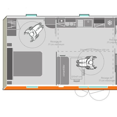 Mobilhome 6 personnes - Evasion 6 personnes 2 chambres PMR 30m²