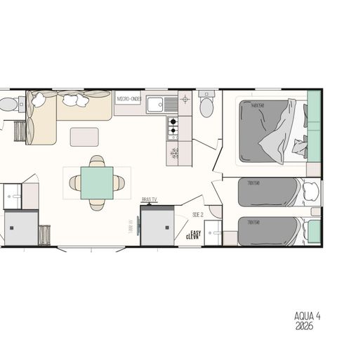 Mobilhome 8 personnes - Mobil-home Confort+ 8 personnes 4 chambres 2 sdb