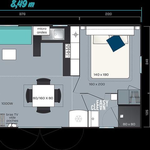BUNGALOW 6 personnes - 3 chambres, LUXE, 34m2 catégorie 4