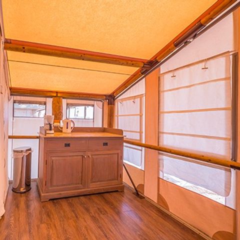 TENTE TOILE ET BOIS 5 personnes - Tente Safari | 2 Ch. | 4/5 Pers. | 1 SDB | Clim.