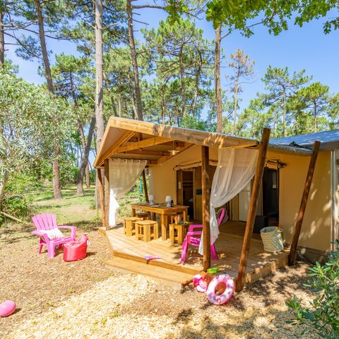 Tente en toile et en bois 6 personnes - Ecolodge Premium Cotton