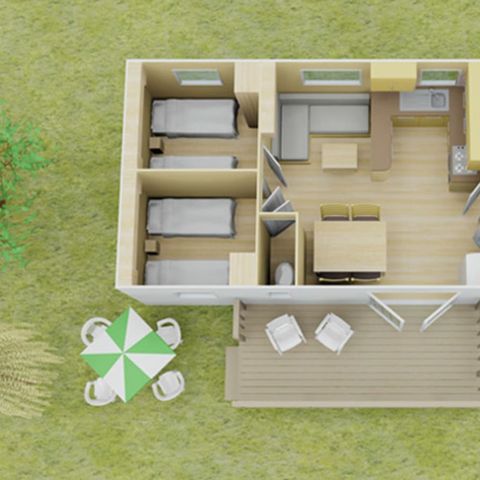 BUNGALOW 8 personnes - Classic | 3 Ch. | 6/8 Pers. | Terrasse surélevée non couverte | Clim.