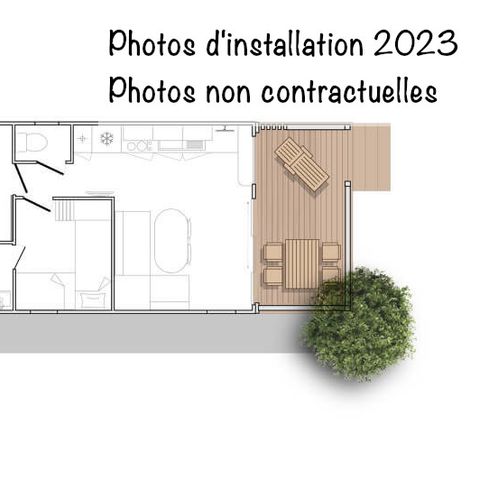 BUNGALOW 4 personnes - Family Premium BDL 28m² - Clim + TV + Terrasse Couverte