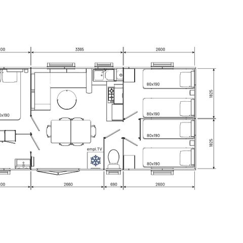 BUNGALOW 6 personnes - Espace Premium 32/33m² + Clim + TV + Terrasse Couverte