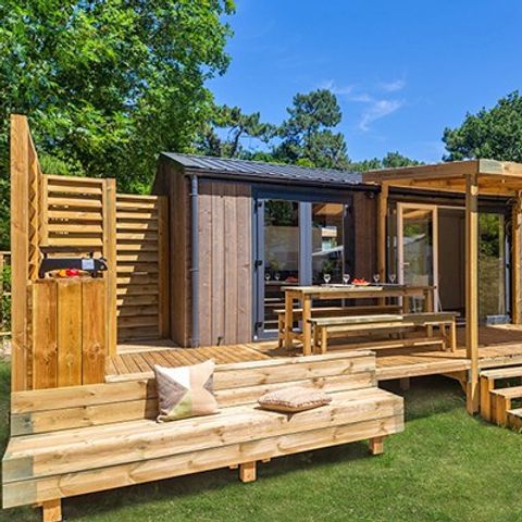 BUNGALOW 4 personnes - Ultimate | 2 Ch. | 4 Pers. | Terrasse surélevée | Douche tropicale | Clim. | TV
