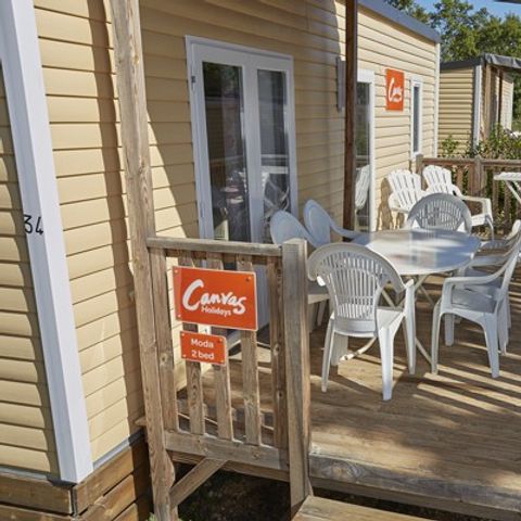 BUNGALOW 6 personnes - Comfort XL | 2 Ch. | 4/6 Pers. | Terrasse surélevée | 2 SDB | Clim. | TV