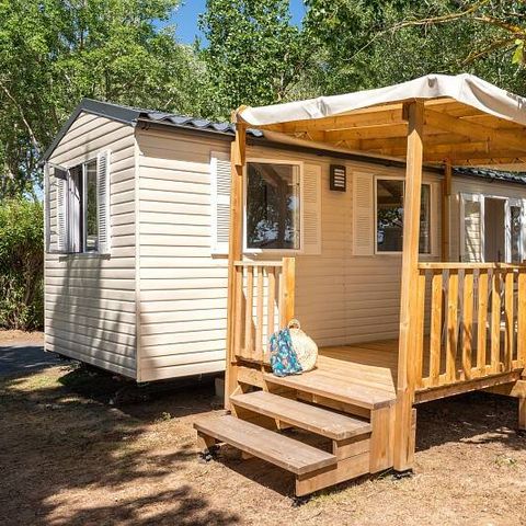 BUNGALOW 6 personnes - Mobil-home | Comfort | 2 Ch. | 4/6 Pers. | Terrasse surélevée | 2 SDB | Clim. | TV