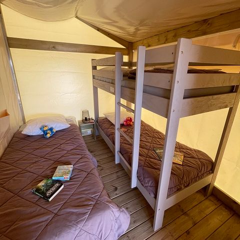 TENTE TOILE ET BOIS 5 personnes - Tente Lodge FreeFlower Standard 30m² (2 chambres) + Terrasse 5 pers