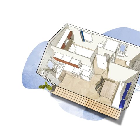 BUNGALOW 4 personnes - Mobil home Confort 20m² (1 chambre) + Terrasse 2/4 pers