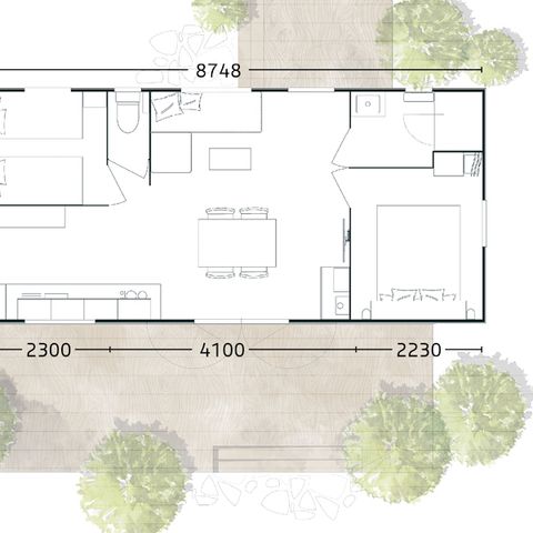 BUNGALOW 6 personnes - Mobil-home Premium 33m² (2 chambres) + Terrasse 4/6 pers