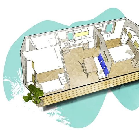 BUNGALOW 6 personnes - Mobil-home PMR Premium 31m² (2 chambres) + Terrasse 4/6 pers