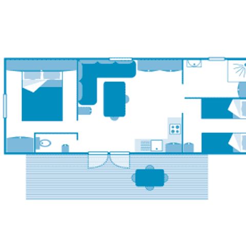 Mobilhome 5 personnes - Cottage COLORS 4/5p 2ch ***