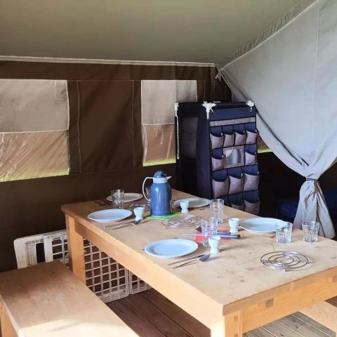 Tente en toile et en bois 5 personnes - Lodge 3 Pièces 5 Personnes Sans Sanitaire