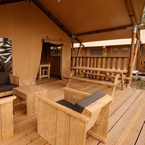 TENTE TOILE ET BOIS 6 personnes - Riverlodge 49m², 6pl-3ch