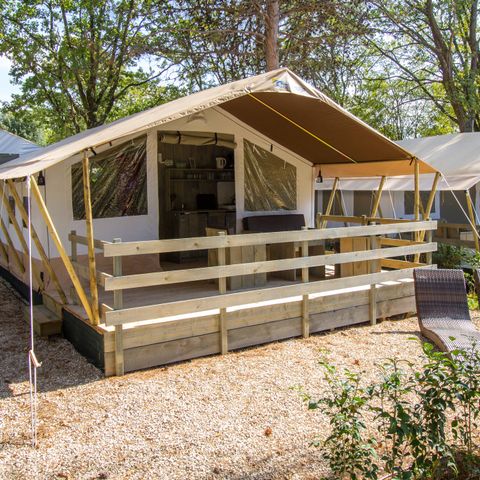 TENTE TOILE ET BOIS 5 personnes - Safaritent sanitaire