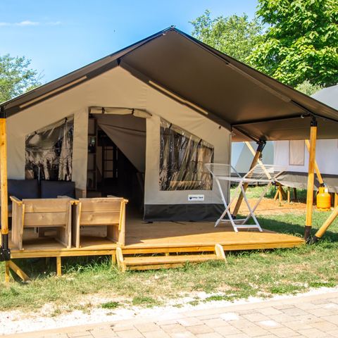 Tente en toile et en bois 5 personnes - Valkanela - Tente Safari Confort