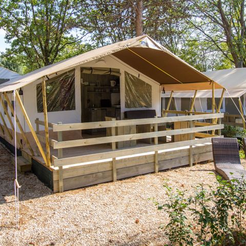 Tente en toile et en bois 5 personnes - Valkanela - Tente Safari de luxe