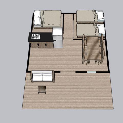 Tente en toile et en bois 5 personnes - Valkanela - Tente Safari Relax