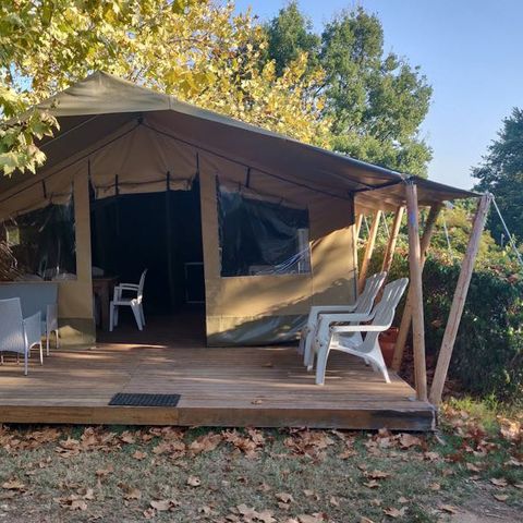 Tente en toile et en bois 5 personnes - Valkanela - Tente safari Harmony