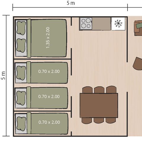 TENTE TOILE ET BOIS 5 personnes - Valkanela - Tente safari Harmony