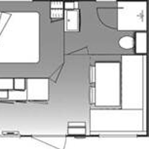 BUNGALOW 2 personnes - Confort 18m² 1 chambre + terrasse semi-couverte + TV