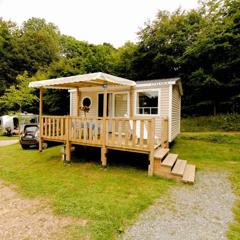 BUNGALOW 2 personnes - Confort 18m² 1 chambre + terrasse semi-couverte + TV