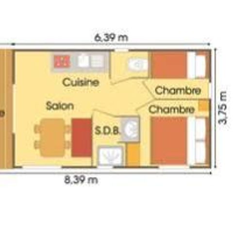 CHALET 4 personnes - Bois Confort 24m² 2 chambres + terrasse couverte + TV 4 pers