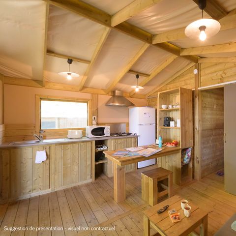 BUNGALOW 4 personnes - Cosyflower Premium sur pilotis 38m² - 2 chambres + TV + draps + serviettes terrasse couverte 11m²