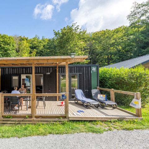 BUNGALOW 6 personnes - Homeflower Premium 35m² (3 chambres) + CLIM + terrasse semi-couverte + TV + draps + serviettes