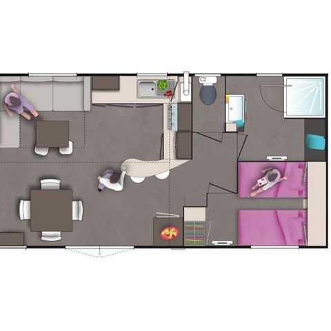 BUNGALOW 6 personnes - Confort 2 chambres 2 sdb 37m²