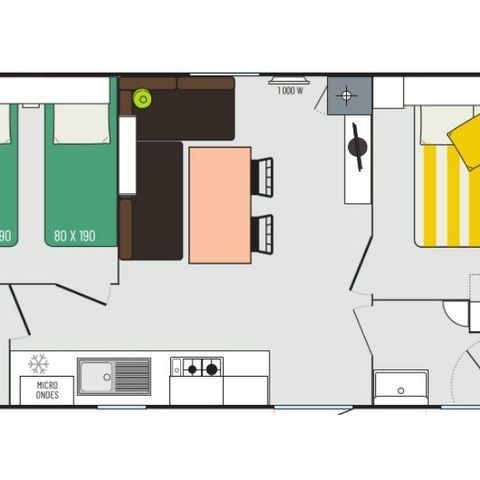 BUNGALOW 7 personnes - Mobil-home Evasion+ 7 personnes 2 chambres 28m²
