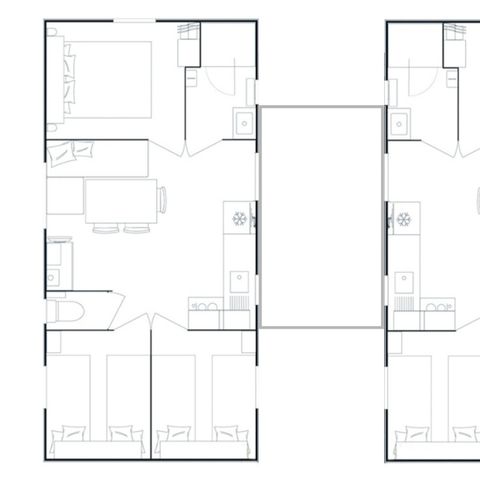 BUNGALOW 12 personnes - Mobil-home Tribu 12 personnes 6 chambres 2 sdb