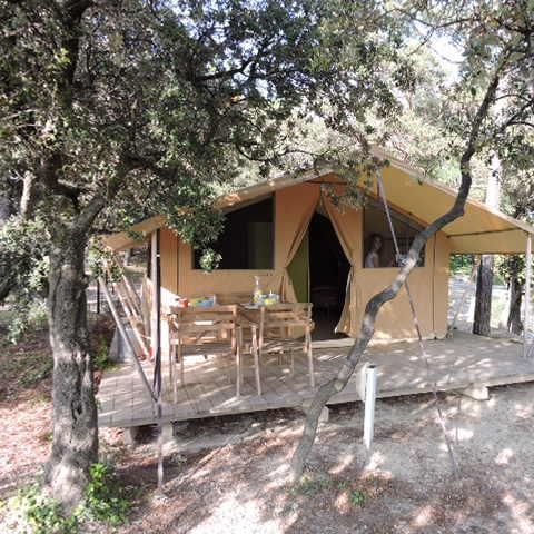 Tente en toile et en bois 4 personnes - Tente Lodge Aventure - 2 chambres
