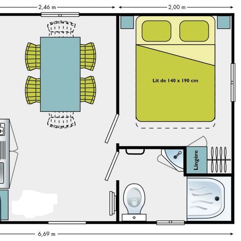 BUNGALOW 5 personnes - Eco 2 Chambres 5 Personnes
