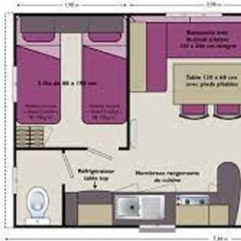 BUNGALOW 5 personnes - pour 4/5 personnes en zone B