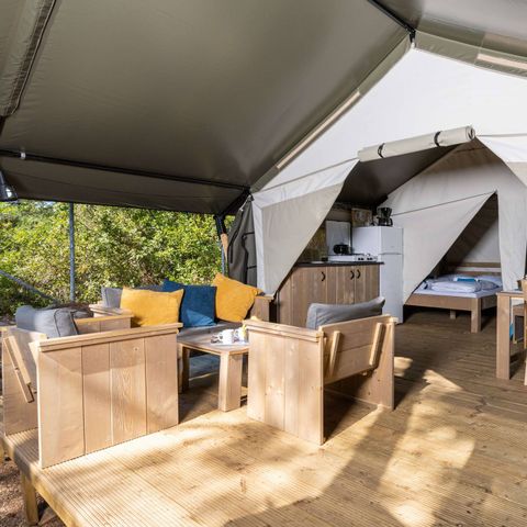 TENTE TOILE ET BOIS 5 personnes - Tente safari Confort + climatisation