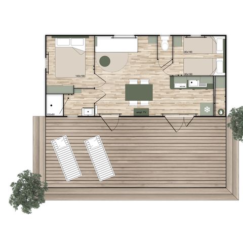 BUNGALOW 5 personnes - Mobil PHOENIX climatisé 2 chambres (33m²)