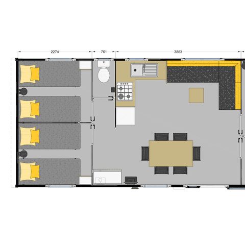 BUNGALOW 6 personnes - Mobil ROMARIN climatisé 3 chambres (31m²)