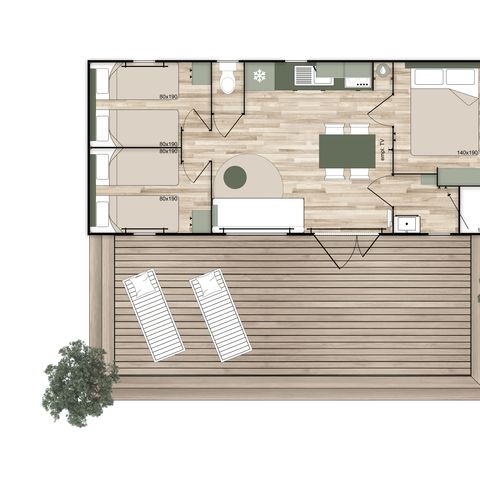 BUNGALOW 6 personnes - Mobil VANILLE Climatisé 3 chambres