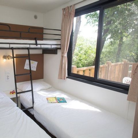 BUNGALOW 6 personnes - Homair mobil homes au camping de la Méditerranée l Comfort XL | 3 Ch. | 6 Pers. | Terrasse surélevée | Clim.