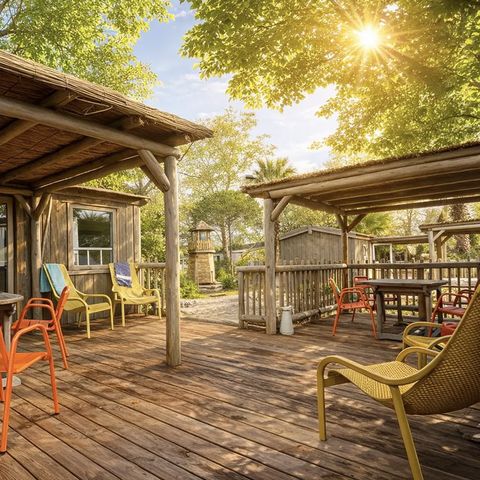 BUNGALOW 4 personnes - Éco-cabane 24m² - climatisé - 2 chambres