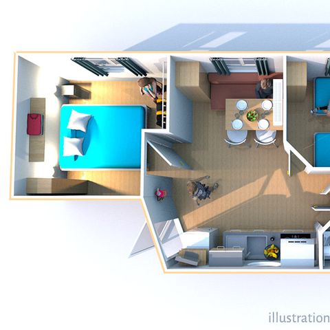 BUNGALOW 4 personnes - Éco-cabane 24m² - climatisé - 2 chambres