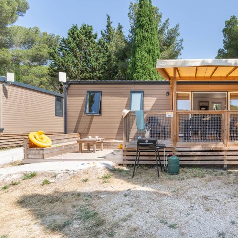 Mobilhome 6 personnes - Mobil-home | Premium | 3 Ch. | 6 Pers. | Terrasse surélevée | 2 SDB | Clim. | TV