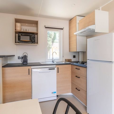 Mobilhome 6 personnes - Mobil-home | Premium | 3 Ch. | 6 Pers. | Terrasse surélevée | 2 SDB | Clim. | TV